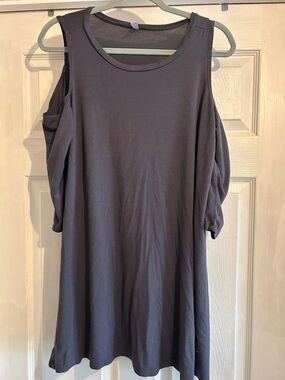 Popana Charcoal Cold-Shoulder Mini Dress